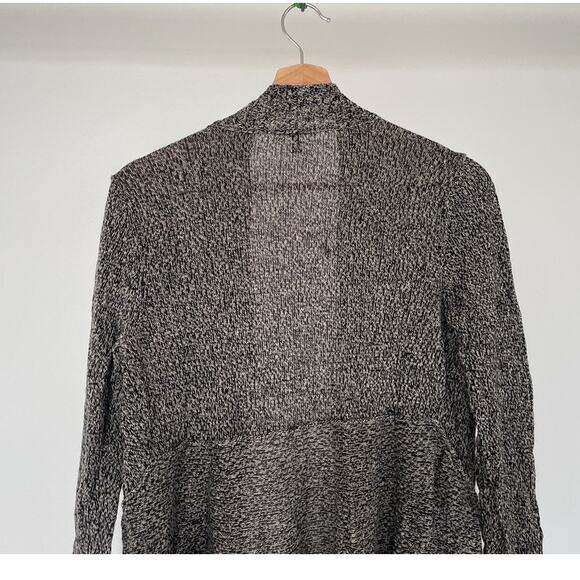Eileen Fisher Heather Gray Linen Wool Flared Open Knit Cardigan Sweater Sz PM - Picture 5 of 9